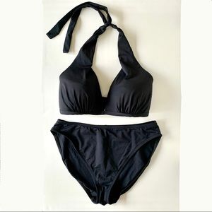 La Blanca Black Halter Bikini, Black, size 12